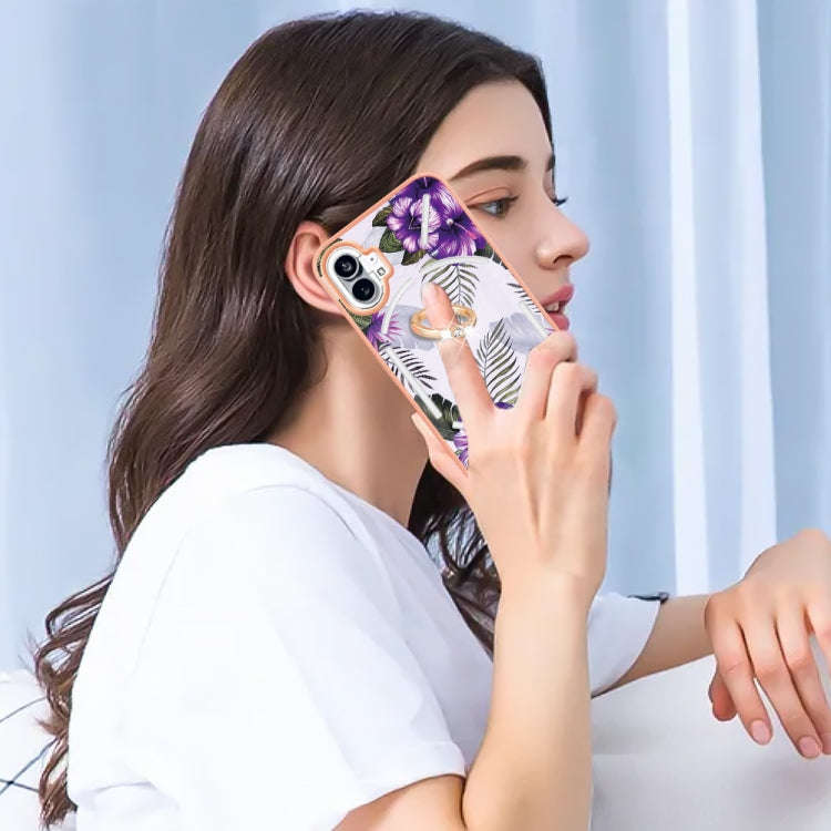 For Nothing Phone 1 Electroplating IMD TPU Phone Case(Purple Flower)