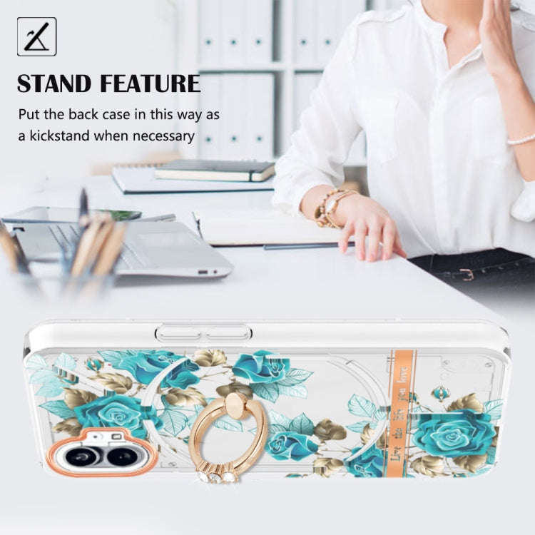 For Nothing Phone 1 Flowers Series TPU Phone Case(Blue Rose)
