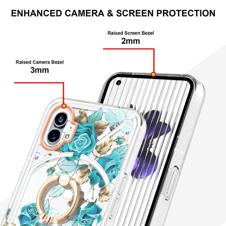 For Nothing Phone 1 Flowers Series TPU Phone Case(Blue Rose)