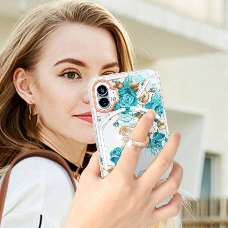 For Nothing Phone 1 Flowers Series TPU Phone Case(Blue Rose)