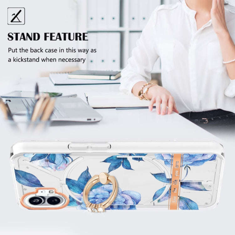 For Nothing Phone 1 Flowers Series TPU Phone Case(Blue Peony)