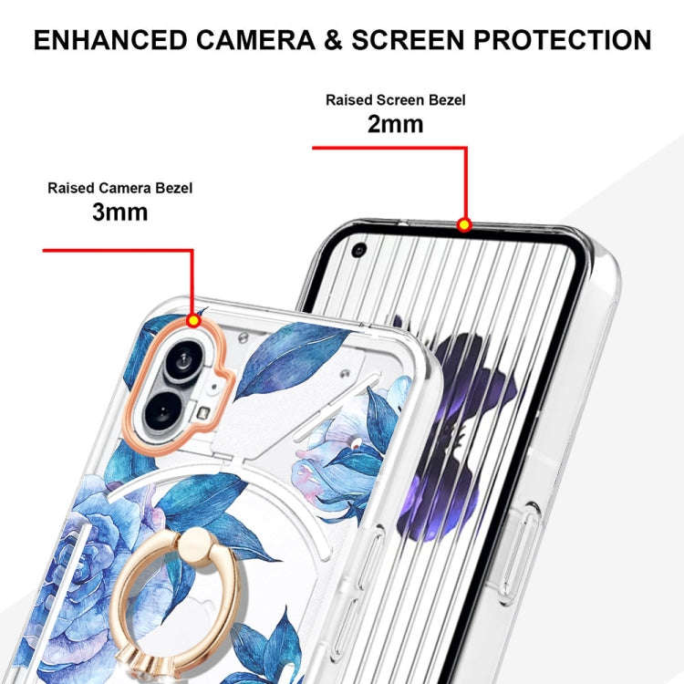 For Nothing Phone 1 Flowers Series TPU Phone Case(Blue Peony)