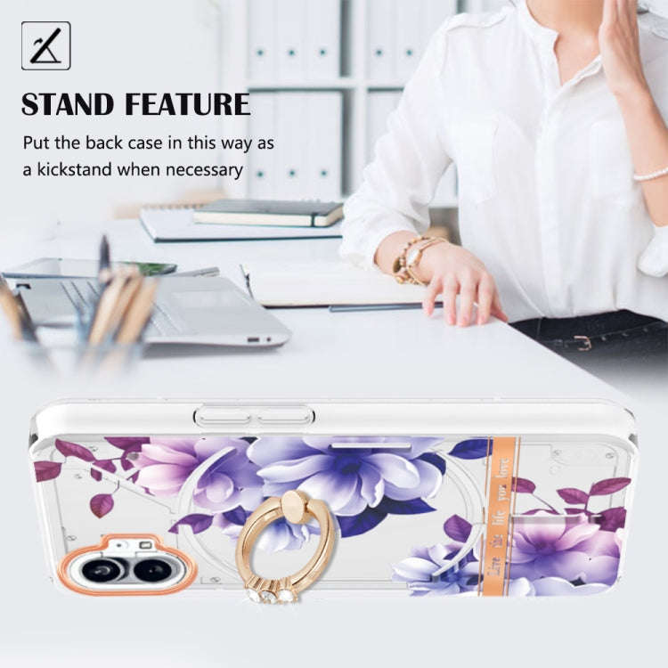 For Nothing Phone 1 Flowers Series TPU Phone Case(Purple Begonia)