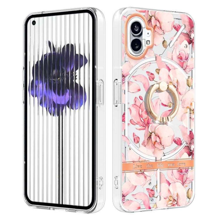 For Nothing Phone 1 Flowers Series TPU Phone Case(Pink Gardenia)
