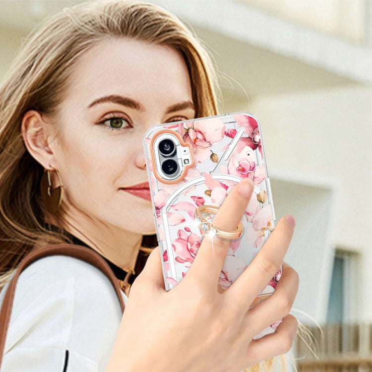 For Nothing Phone 1 Flowers Series TPU Phone Case(Pink Gardenia)