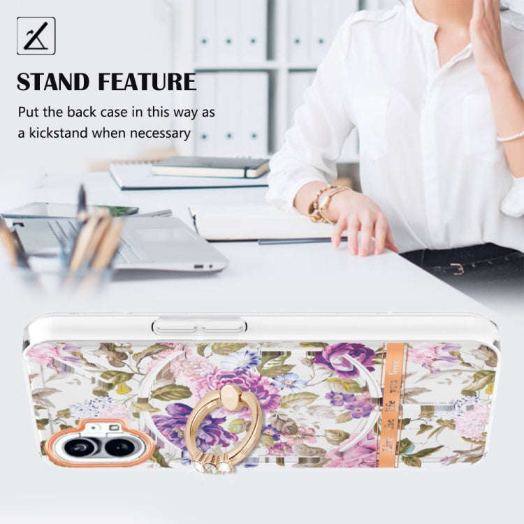 For Nothing Phone 1 Flowers Series TPU Phone Case(Purple Peony)