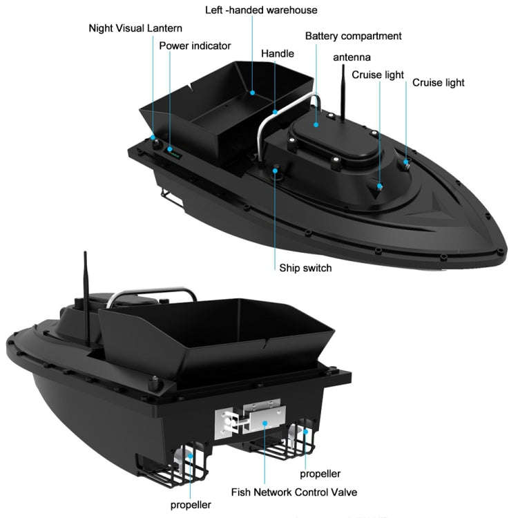 D12F Multi-function Intelligent Remote Control Nest Ship Fishing Bait Boat, With Decoupler(EU Plug)