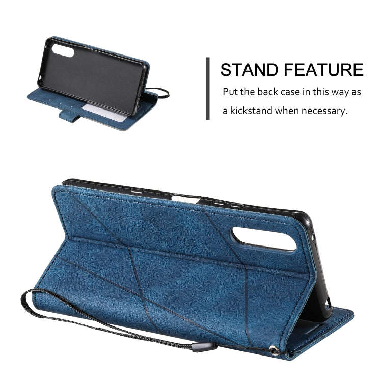 For Sony Xperia 1 IV Skin Feel Splicing Leather Phone Case(Blue)
