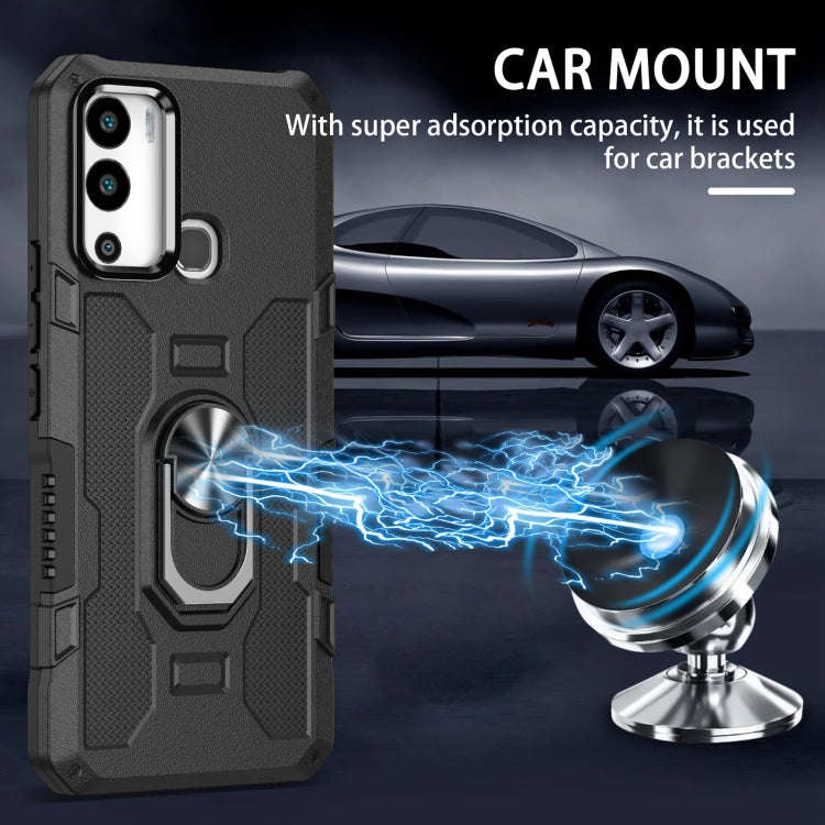 For Infinix Hot 12i Ring Holder Armor Hybrid Phone Case(Black)