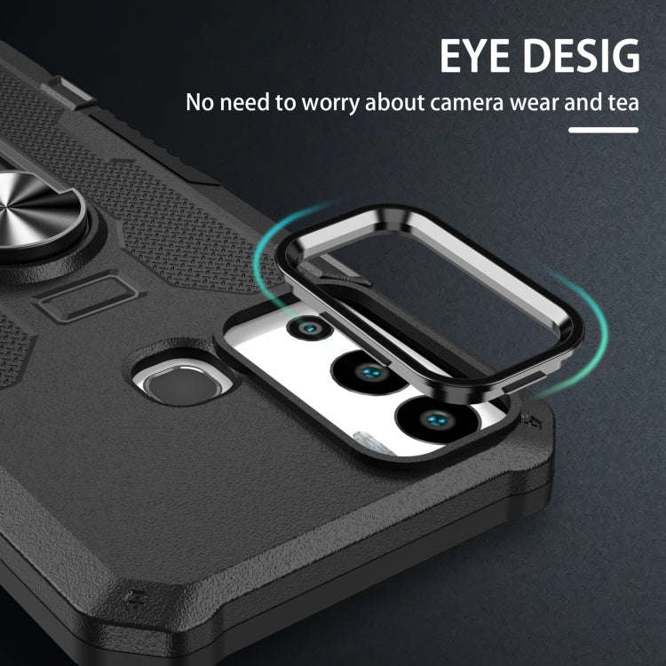 For Infinix Hot 12i Ring Holder Armor Hybrid Phone Case(Black)