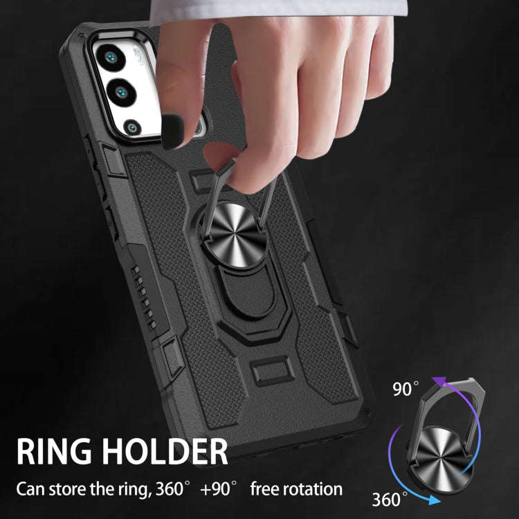For Infinix Hot 12i Ring Holder Armor Hybrid Phone Case(Black)