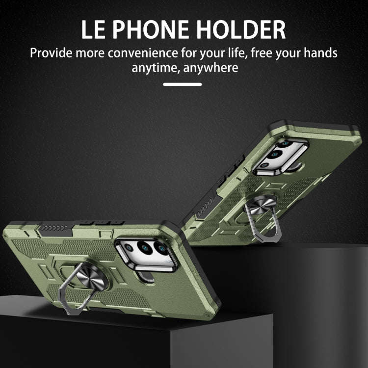 For Infinix Hot 12i Ring Holder Armor Hybrid Phone Case(Green)