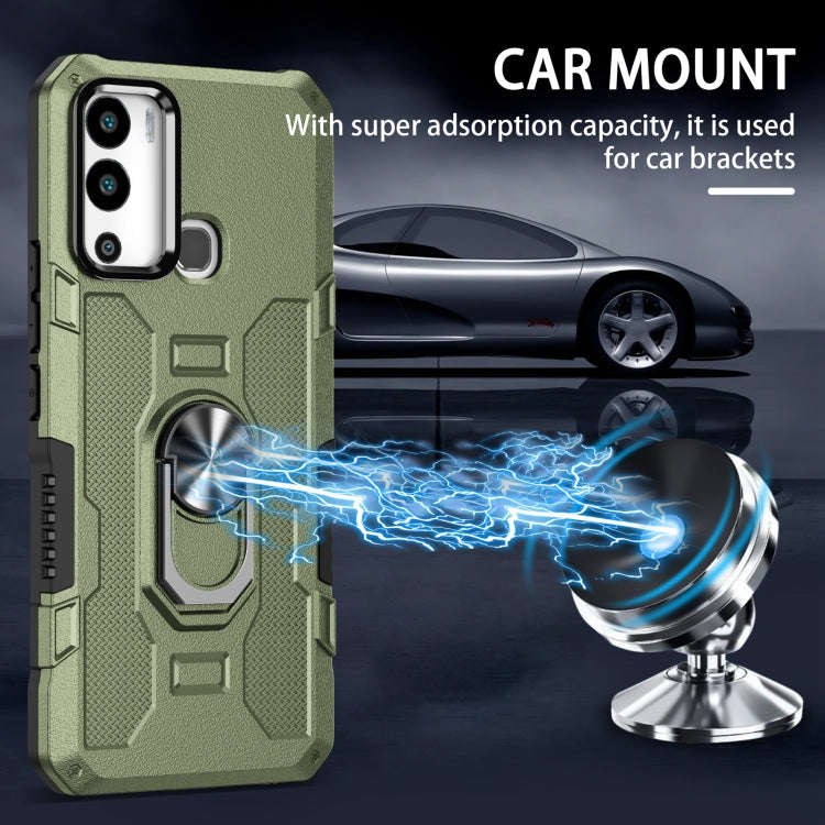 For Infinix Hot 12i Ring Holder Armor Hybrid Phone Case(Green)