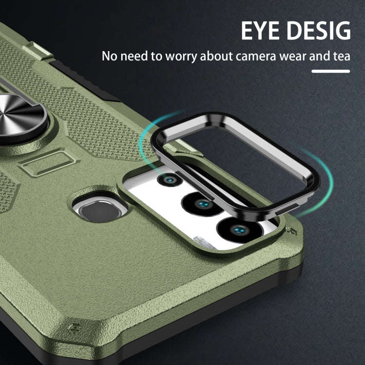 For Infinix Hot 12i Ring Holder Armor Hybrid Phone Case(Green)