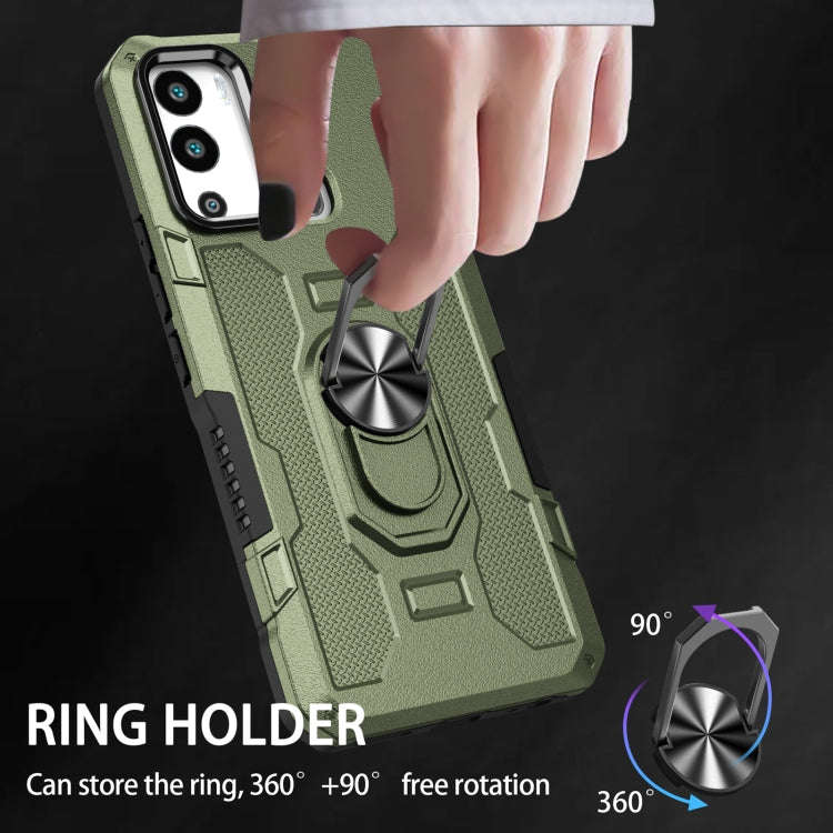 For Infinix Hot 12i Ring Holder Armor Hybrid Phone Case(Green)