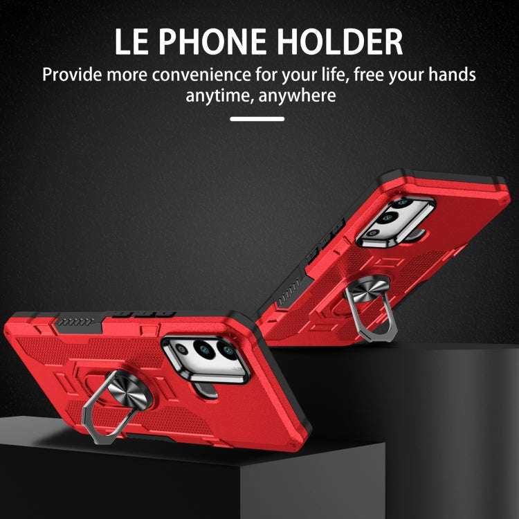 For Infinix Hot 12i Ring Holder Armor Hybrid Phone Case(Red)