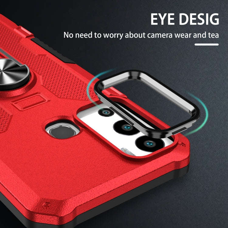 For Infinix Hot 12i Ring Holder Armor Hybrid Phone Case(Red)