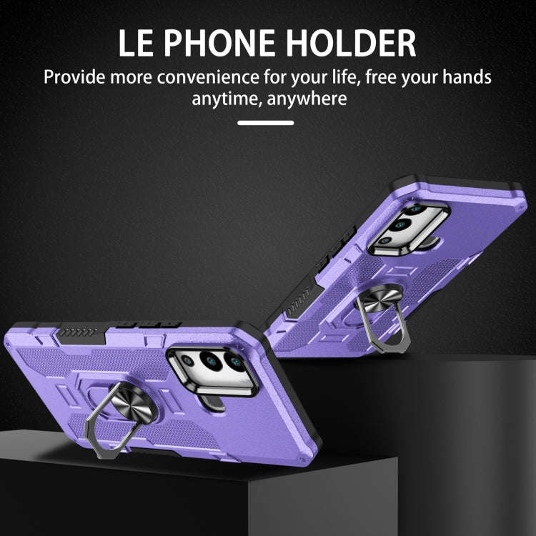 For Infinix Hot 12i Ring Holder Armor Hybrid Phone Case(Purple)