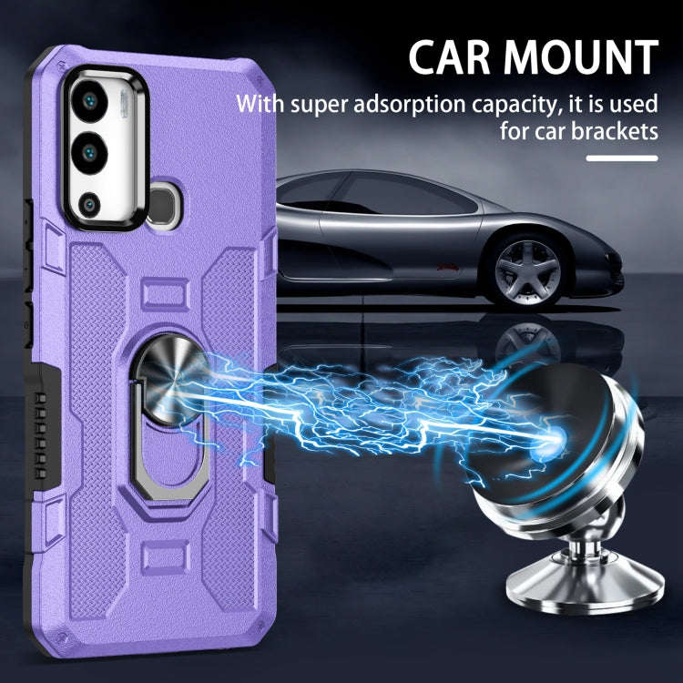 For Infinix Hot 12i Ring Holder Armor Hybrid Phone Case(Purple)