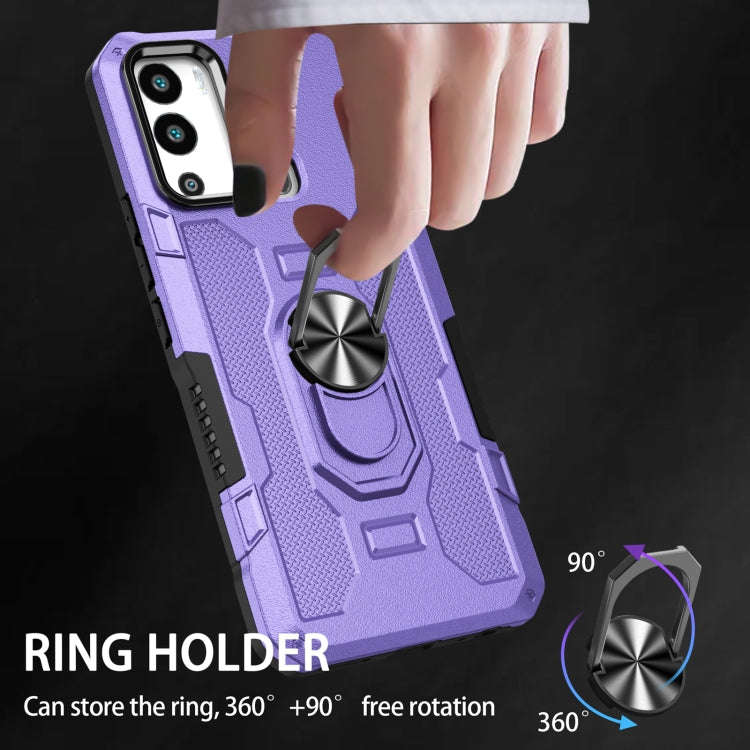 For Infinix Hot 12i Ring Holder Armor Hybrid Phone Case(Purple)