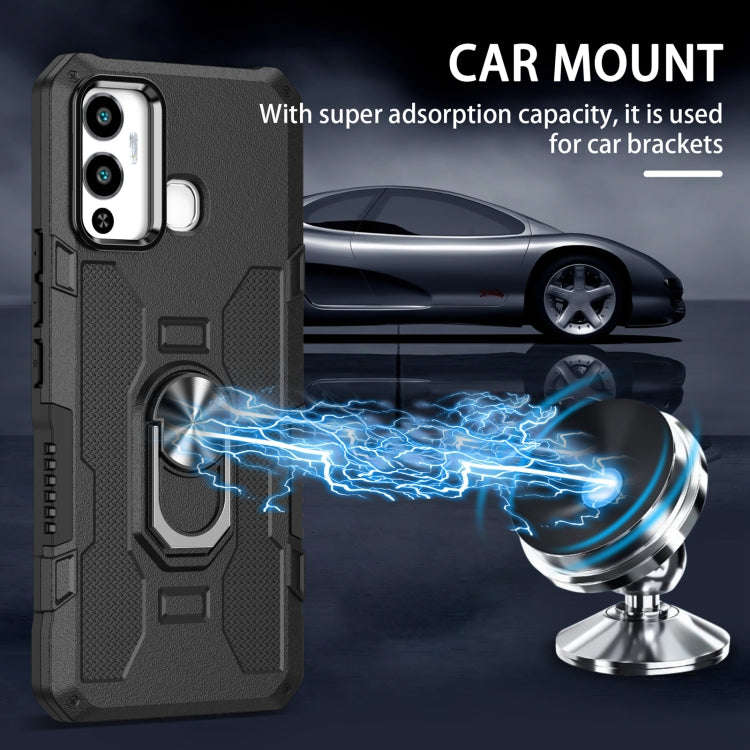 For Infinix Hot 12 Play Ring Holder Armor Hybrid Phone Case(Black)
