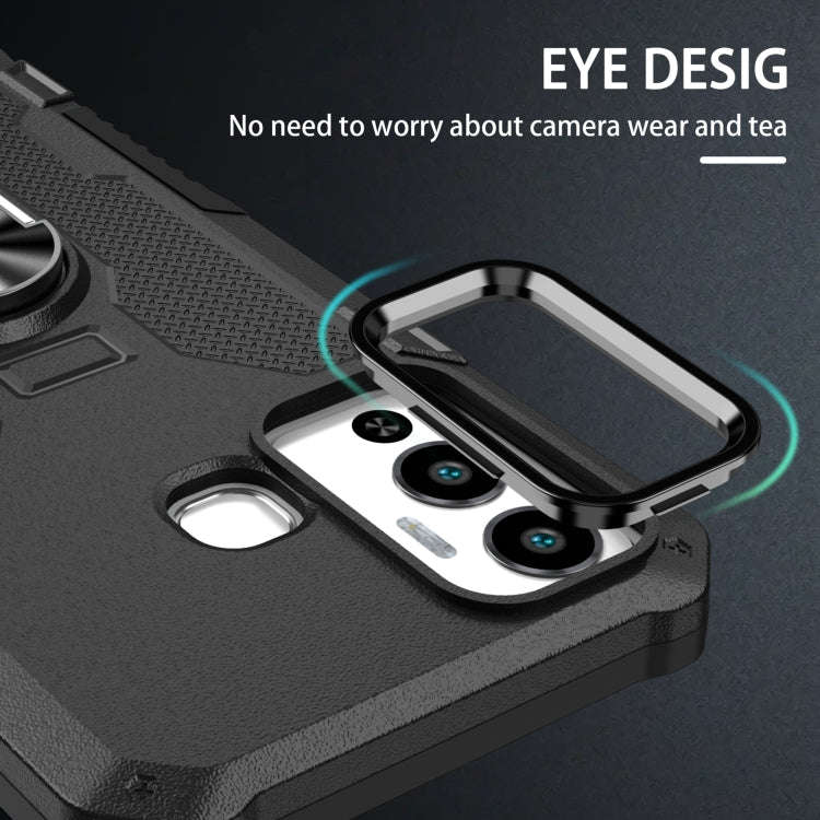 For Infinix Hot 12 Play Ring Holder Armor Hybrid Phone Case(Black)