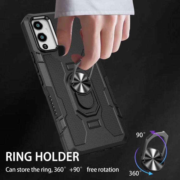 For Infinix Hot 12 Play Ring Holder Armor Hybrid Phone Case(Black)