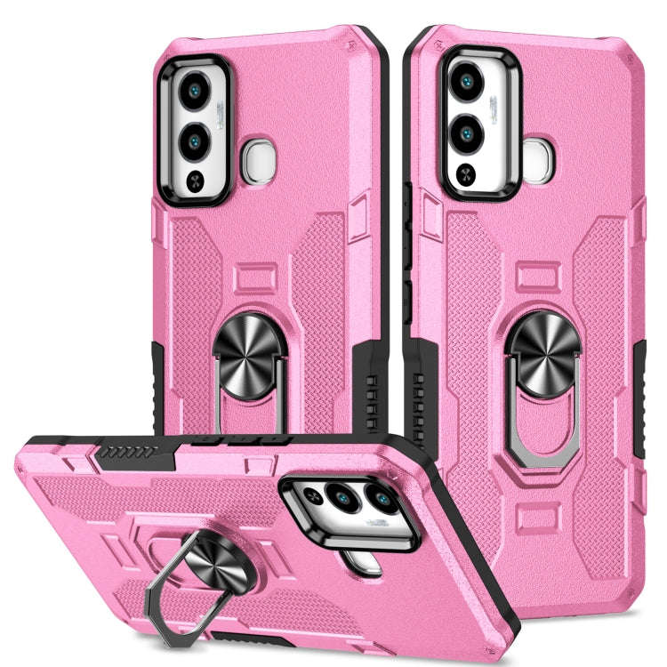For Infinix Hot 12 Play Ring Holder Armor Hybrid Phone Case(Pink)