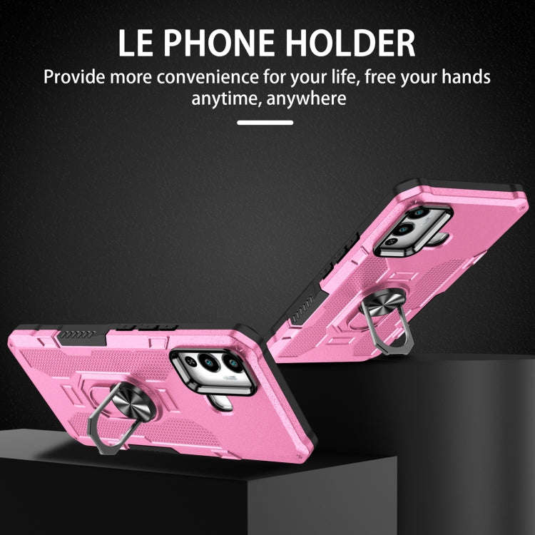 For Infinix Hot 12 Play Ring Holder Armor Hybrid Phone Case(Pink)