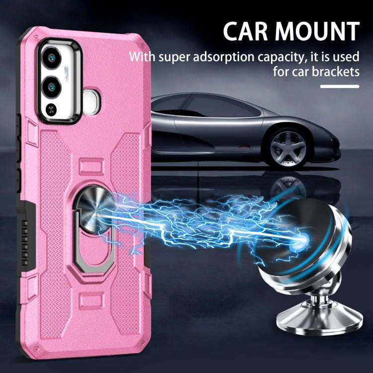 For Infinix Hot 12 Play Ring Holder Armor Hybrid Phone Case(Pink)