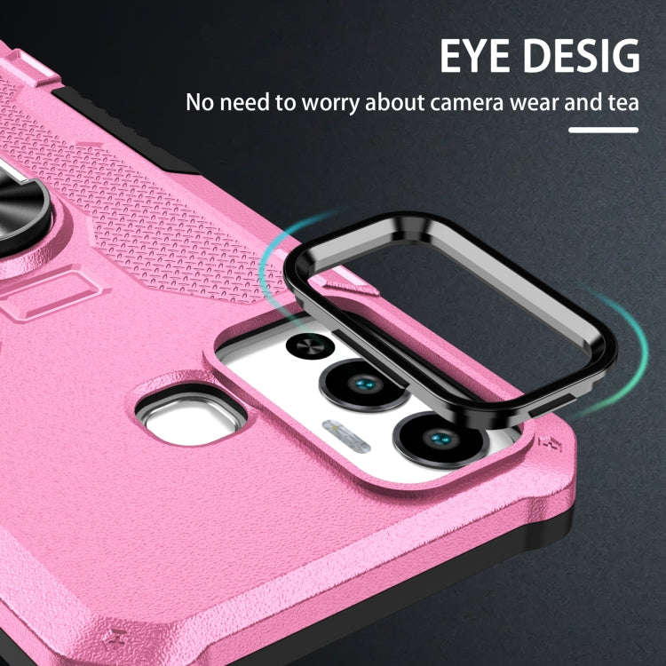 For Infinix Hot 12 Play Ring Holder Armor Hybrid Phone Case(Pink)