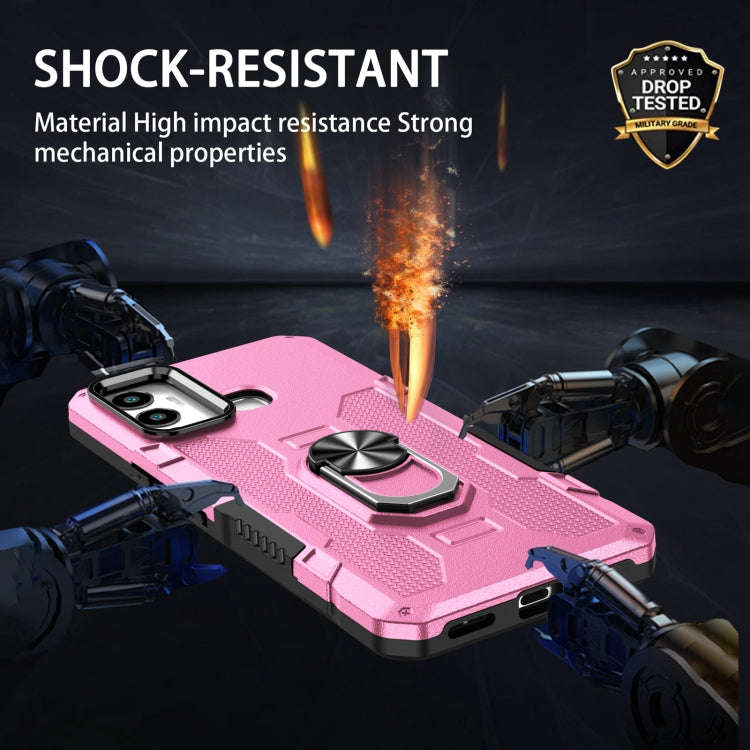 For Infinix Hot 12 Play Ring Holder Armor Hybrid Phone Case(Pink)