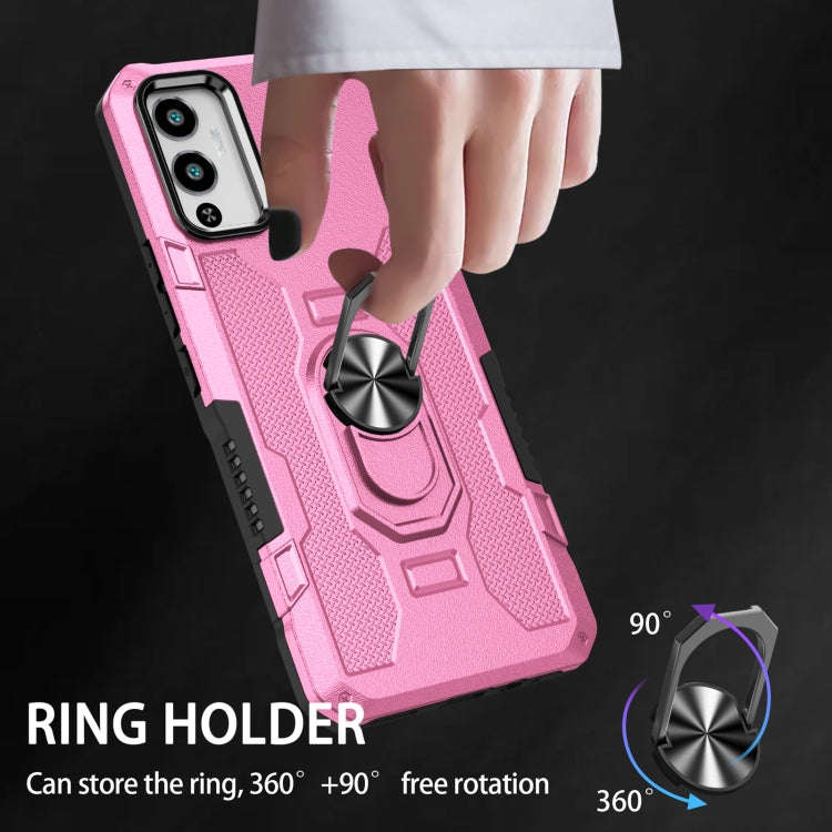 For Infinix Hot 12 Play Ring Holder Armor Hybrid Phone Case(Pink)