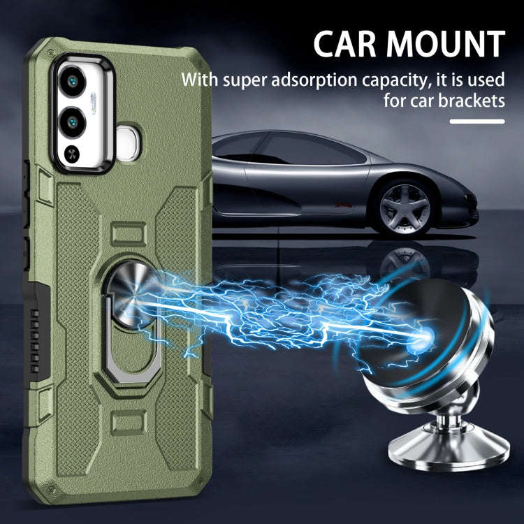 For Infinix Hot 12 Play Ring Holder Armor Hybrid Phone Case(Green)