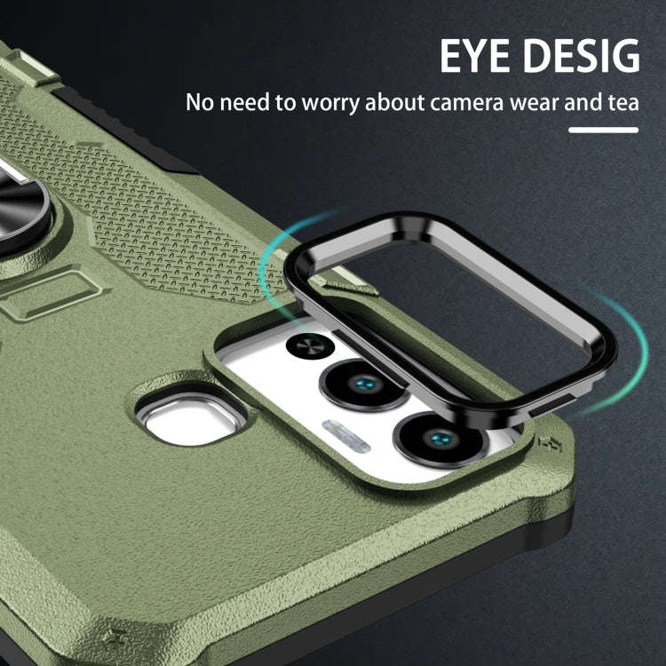 For Infinix Hot 12 Play Ring Holder Armor Hybrid Phone Case(Green)