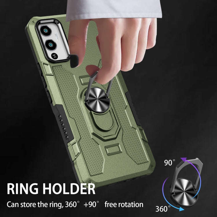 For Infinix Hot 12 Play Ring Holder Armor Hybrid Phone Case(Green)