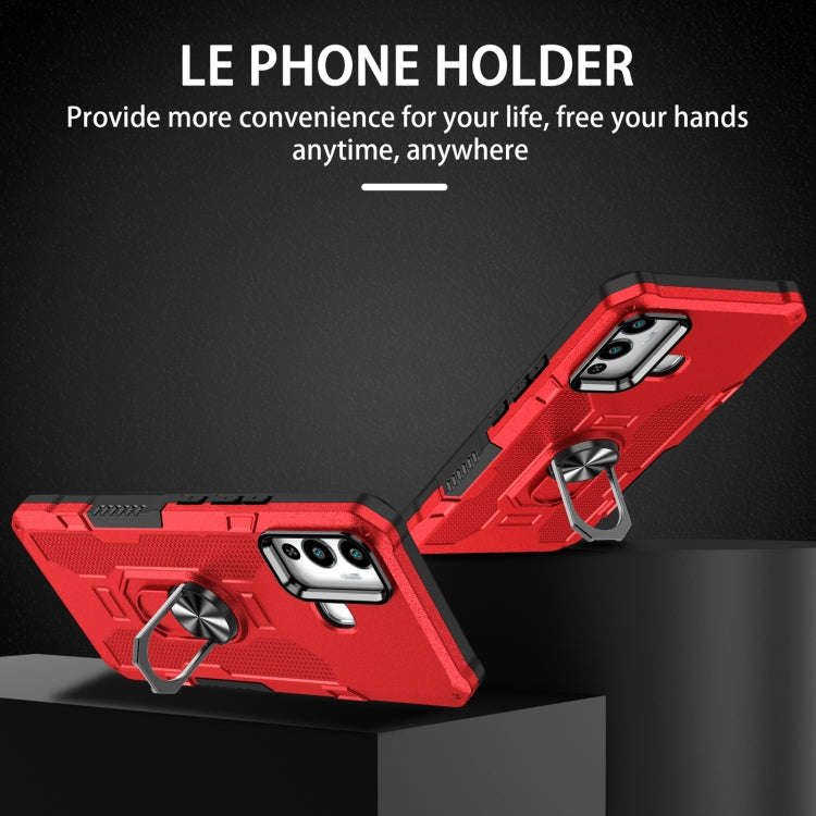 For Infinix Hot 12 Play Ring Holder Armor Hybrid Phone Case(Red)