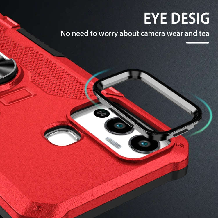 For Infinix Hot 12 Play Ring Holder Armor Hybrid Phone Case(Red)