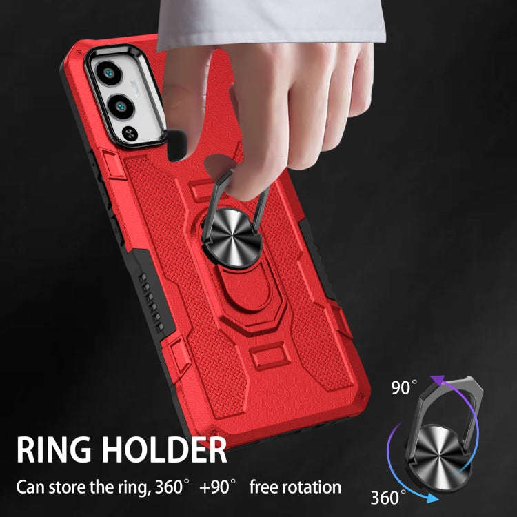For Infinix Hot 12 Play Ring Holder Armor Hybrid Phone Case(Red)
