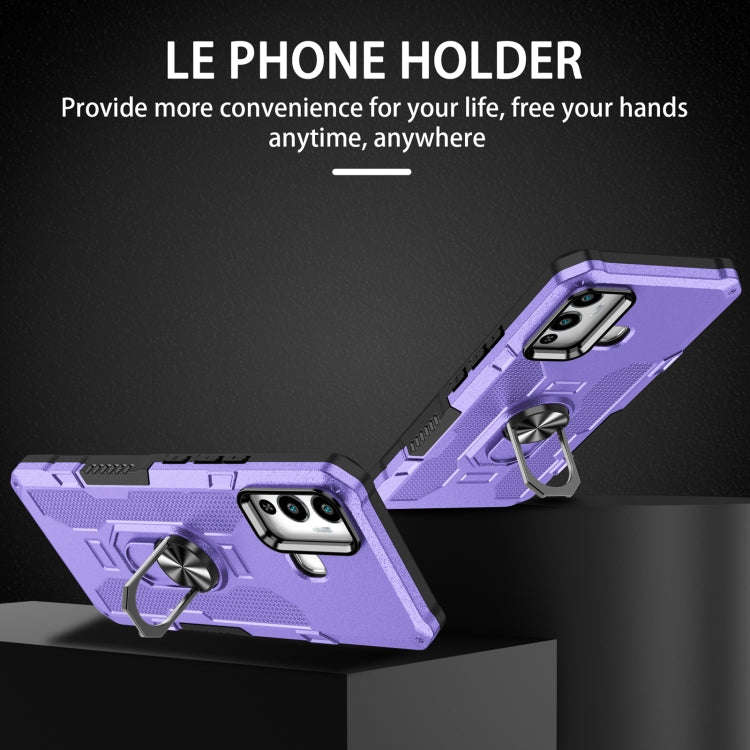 For Infinix Hot 12 Play Ring Holder Armor Hybrid Phone Case(Purple)