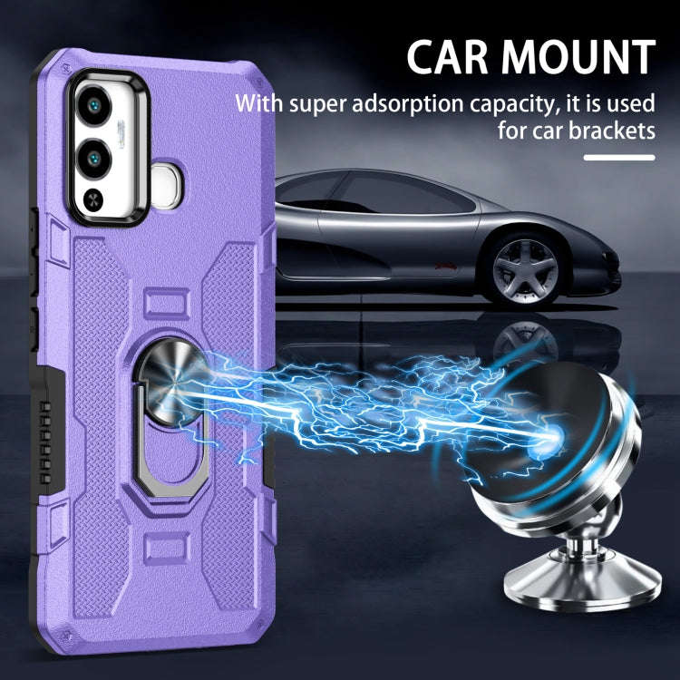 For Infinix Hot 12 Play Ring Holder Armor Hybrid Phone Case(Purple)