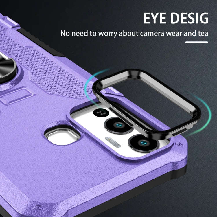 For Infinix Hot 12 Play Ring Holder Armor Hybrid Phone Case(Purple)