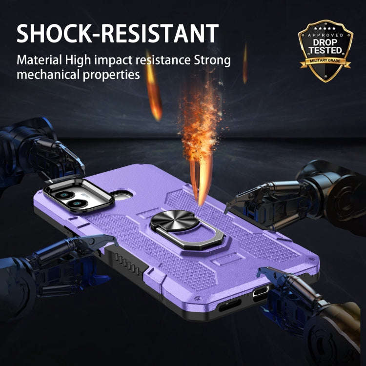 For Infinix Hot 12 Play Ring Holder Armor Hybrid Phone Case(Purple)
