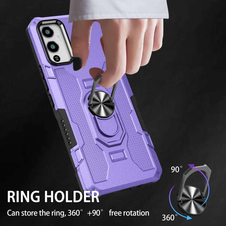 For Infinix Hot 12 Play Ring Holder Armor Hybrid Phone Case(Purple)