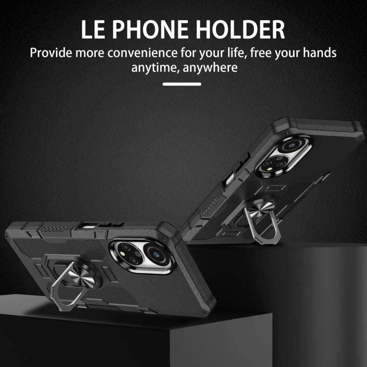 For Honor X7 Ring Holder Armor Hybrid Phone Case(Black)