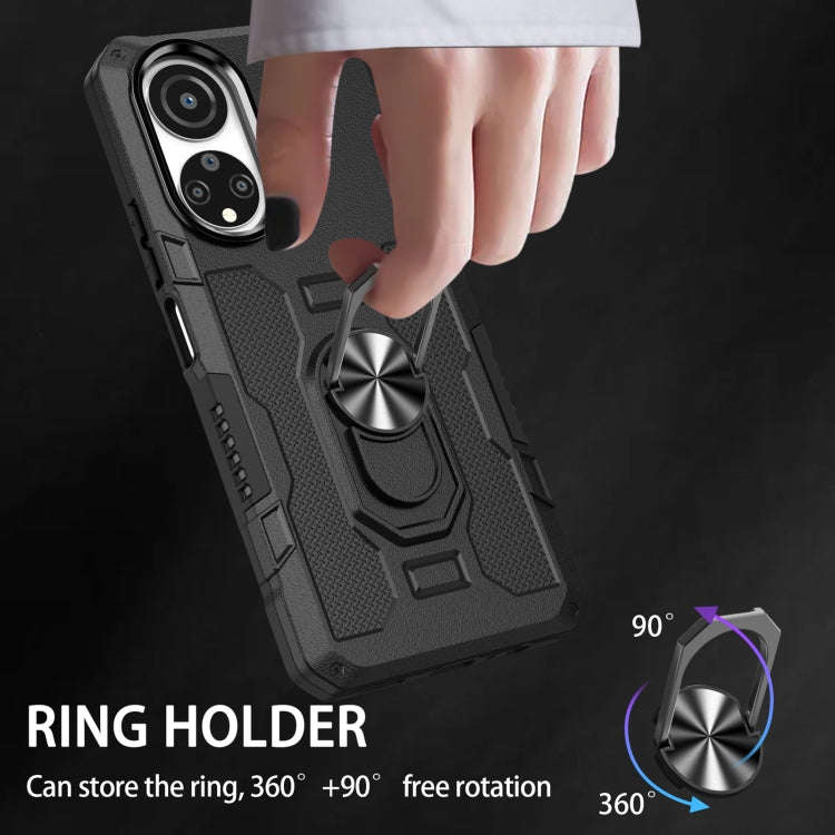 For Honor X7 Ring Holder Armor Hybrid Phone Case(Black)