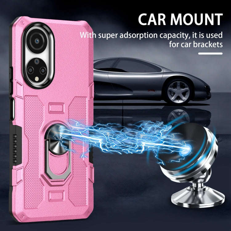 For Honor X7 Ring Holder Armor Hybrid Phone Case(Pink)