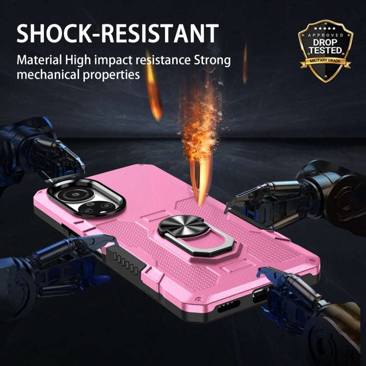 For Honor X7 Ring Holder Armor Hybrid Phone Case(Pink)