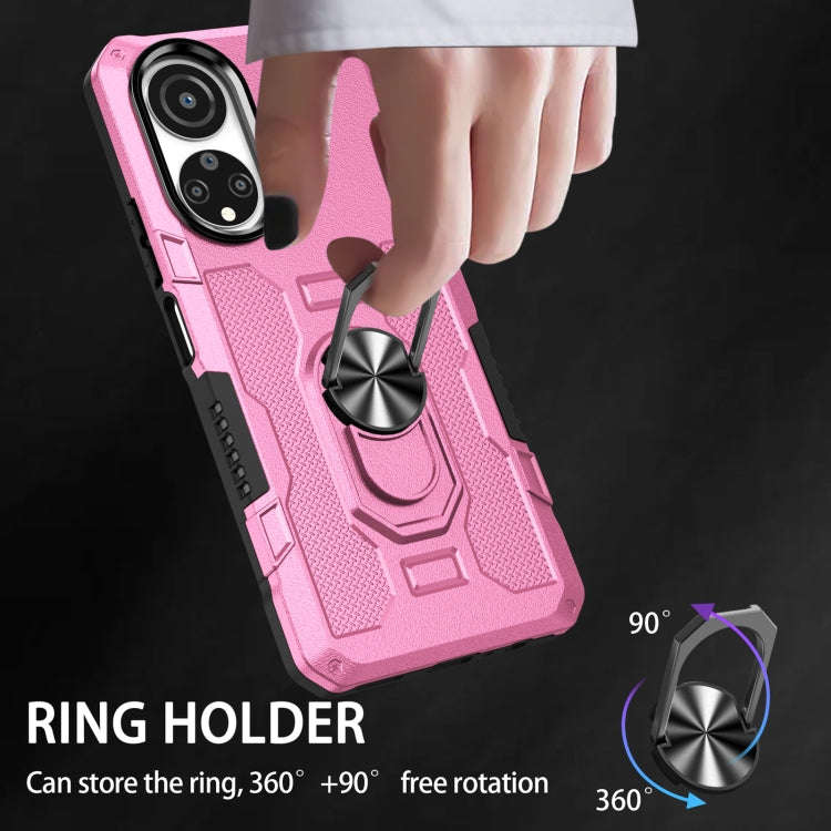 For Honor X7 Ring Holder Armor Hybrid Phone Case(Pink)