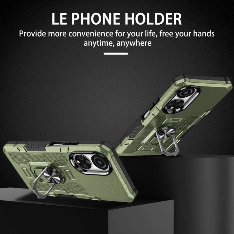 For Honor X7 Ring Holder Armor Hybrid Phone Case(Green)